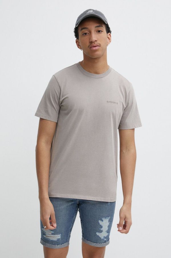 Superdry Pamučna majica Superdry za muškarce, boja: bež, bez uzorka