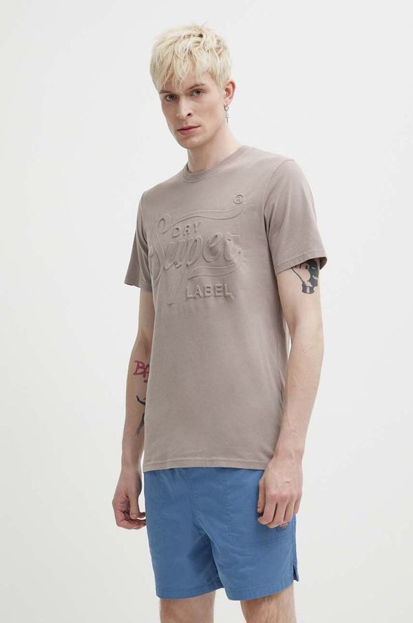 Superdry Pamučna majica Superdry za muškarce, boja: bež, s tiskom