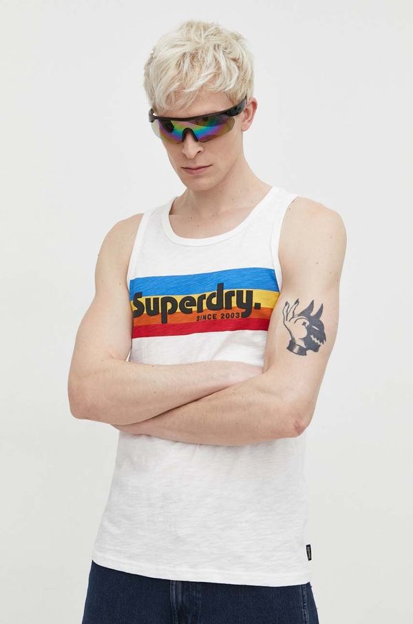 Superdry Pamučna majica Superdry za muškarce, boja: bijela