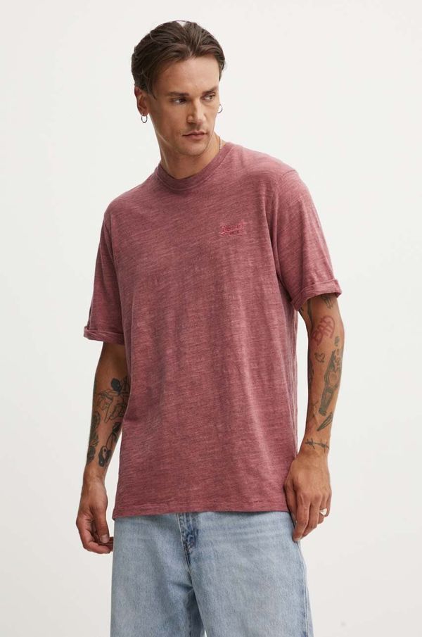 Superdry Pamučna majica Superdry za muškarce, boja: bordo, melanž, M1012186A-XL2