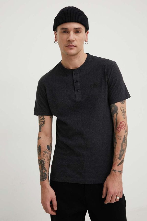 Superdry Pamučna majica Superdry za muškarce, boja: crna, s aplikacijom