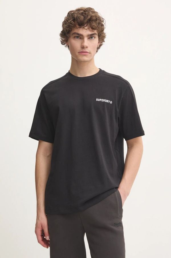 Superdry Pamučna majica Superdry za muškarce, boja: crna, s tiskom, M1012083A-02A