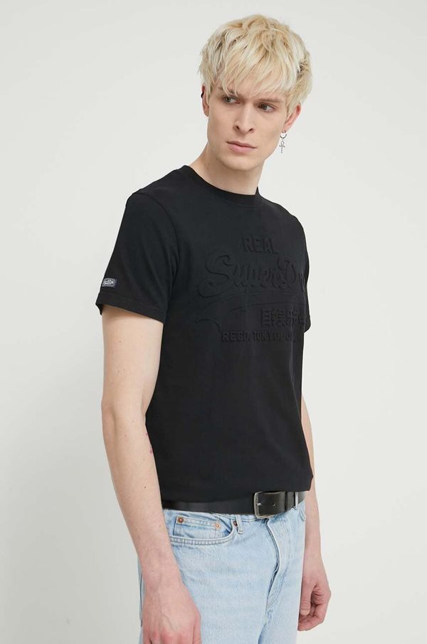 Superdry Pamučna majica Superdry za muškarce, boja: crna, s tiskom