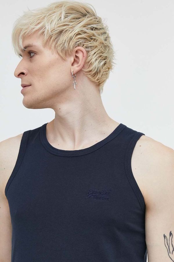 Superdry Pamučna majica Superdry za muškarce, boja: tamno plava