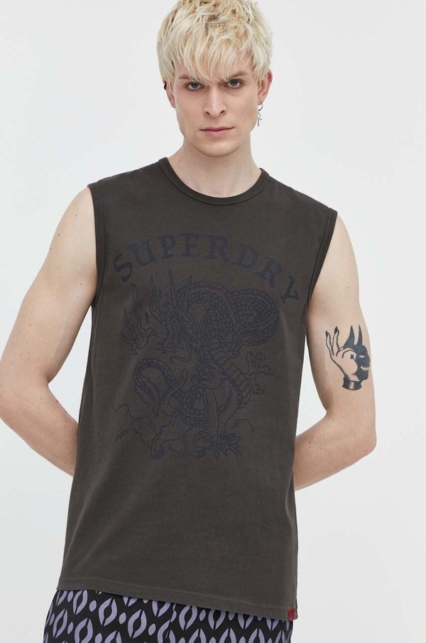 Superdry Pamučna majica Superdry za muškarce, boja: zelena