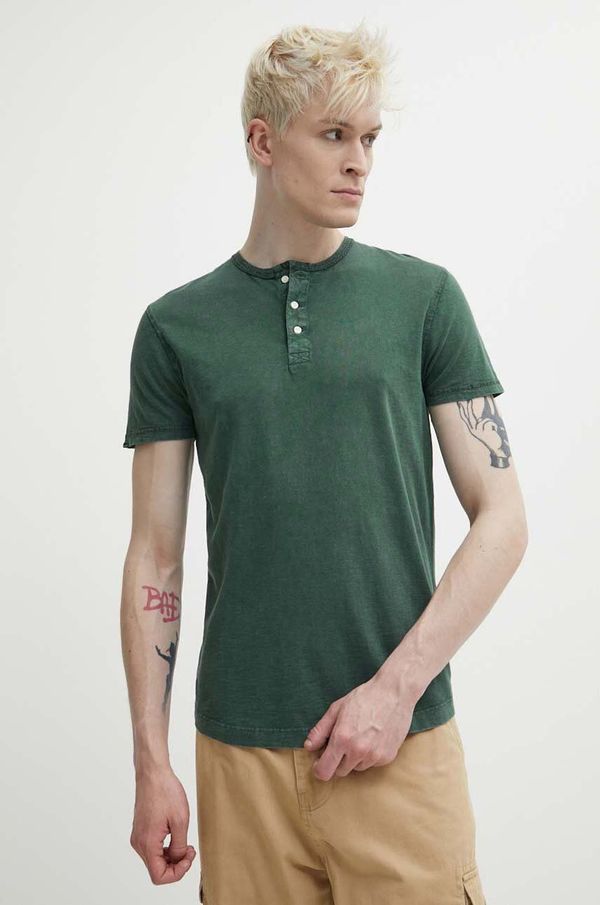 Superdry Pamučna majica Superdry za muškarce, boja: zelena, bez uzorka