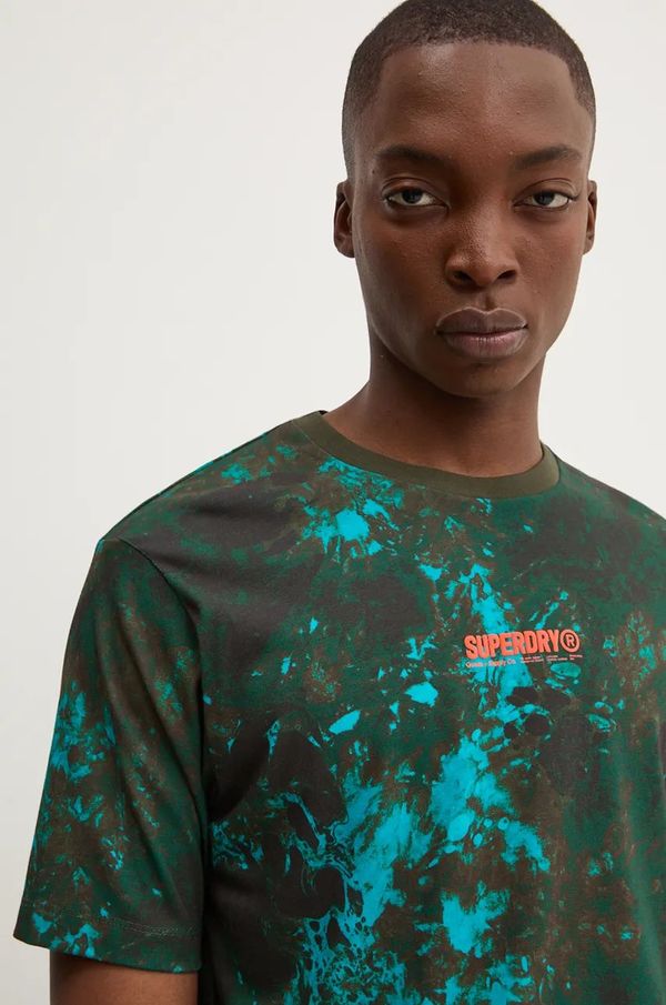 Superdry Pamučna majica Superdry za muškarce, boja: zelena, s uzorkom, M1012034A-B2O