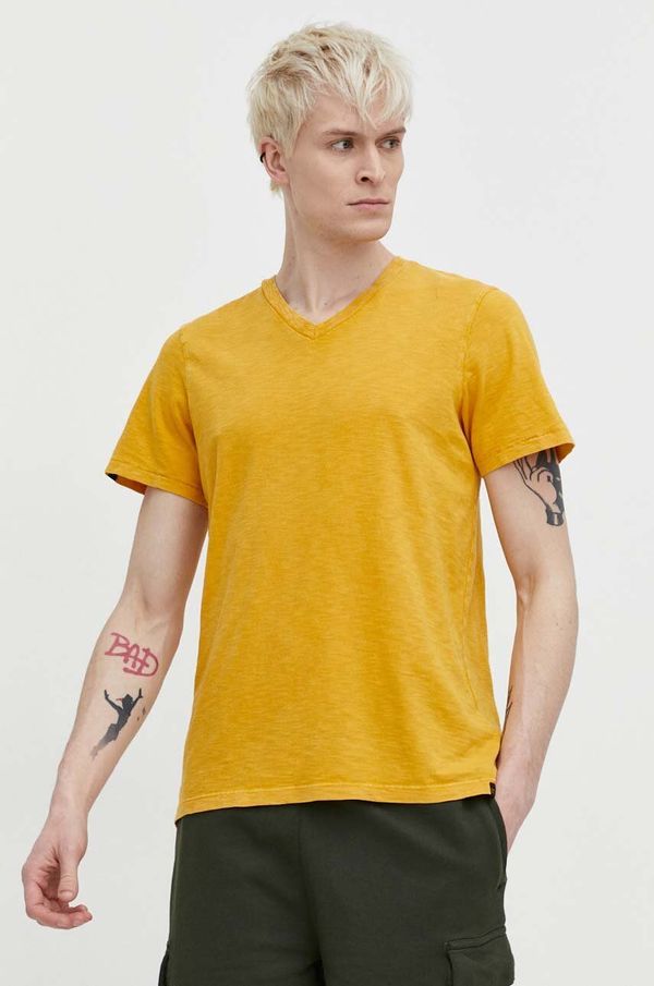 Superdry Pamučna majica Superdry za muškarce, boja: žuta, bez uzorka