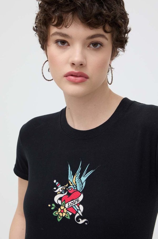 Superdry Pamučna majica Superdry za žene, boja: crna