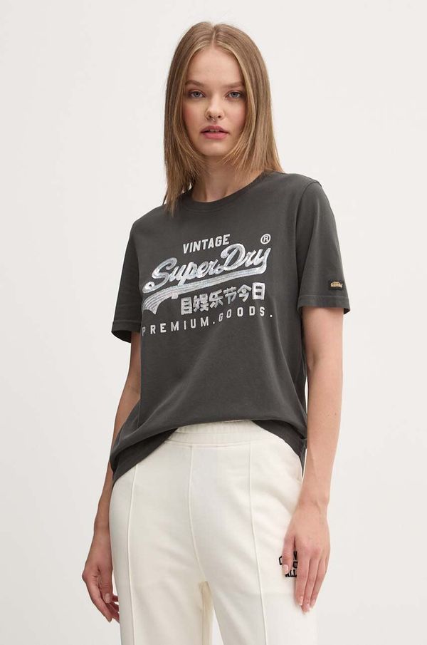 Superdry Pamučna majica Superdry za žene, boja: siva, W1011509A-AFB