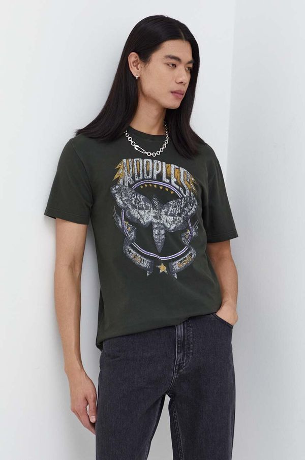 The Kooples Pamučna majica The Kooples za muškarce, boja: zelena, s tiskom