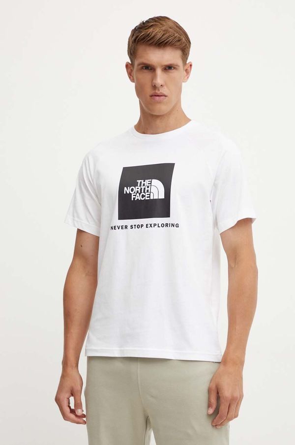 The North Face Pamučna majica The North Face S/S Raglan Redbox Tee za muškarce, boja: bijela, s tiskom, NF0A87NJFN41