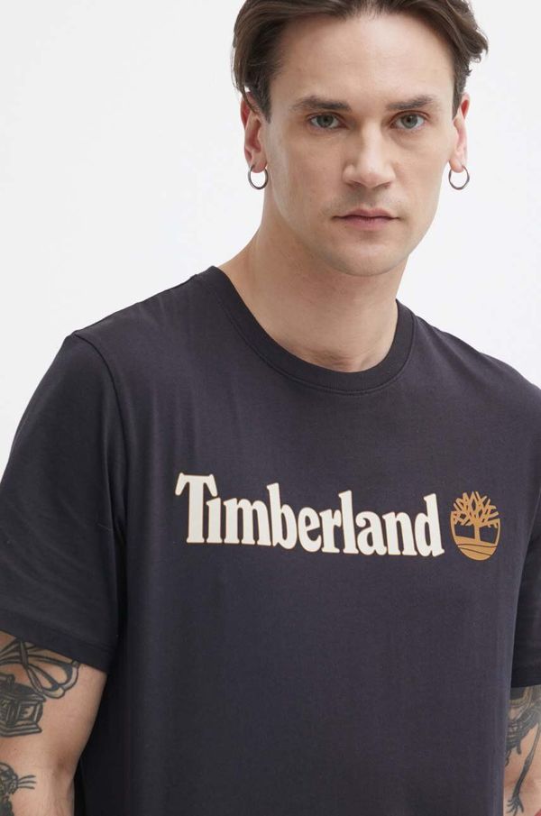 Timberland Pamučna majica Timberland za muškarce, boja: crna, s tiskom, TB0A5UPQ0011