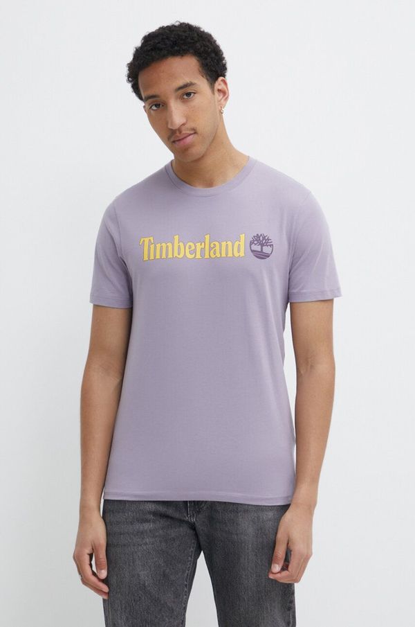 Timberland Pamučna majica Timberland za muškarce, boja: ljubičasta, s tiskom, TB0A5UPQEG71