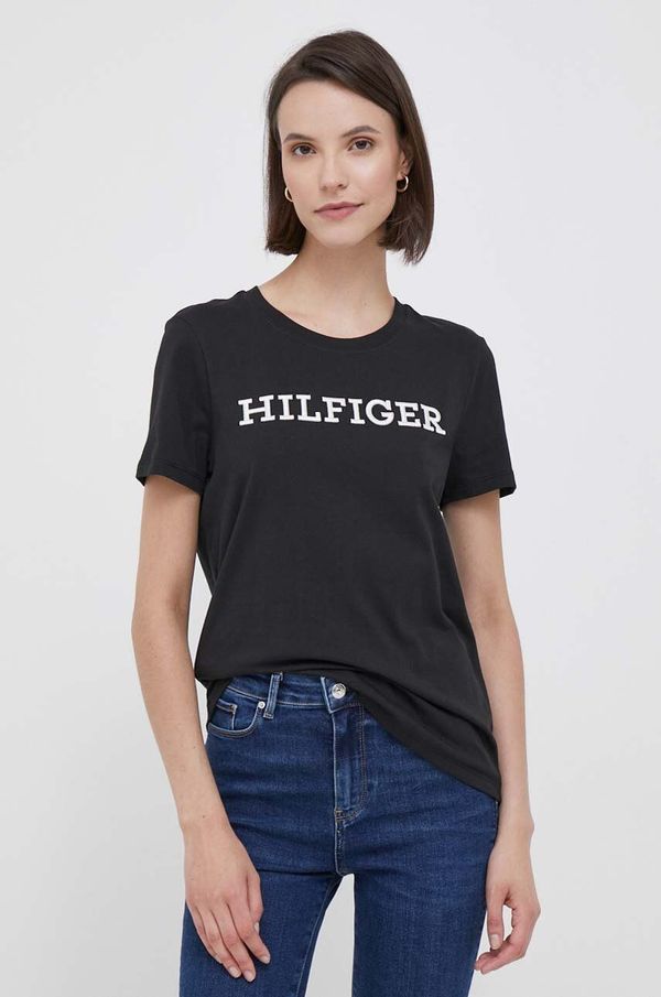 Tommy Hilfiger Pamučna majica Tommy Hilfiger boja: crna