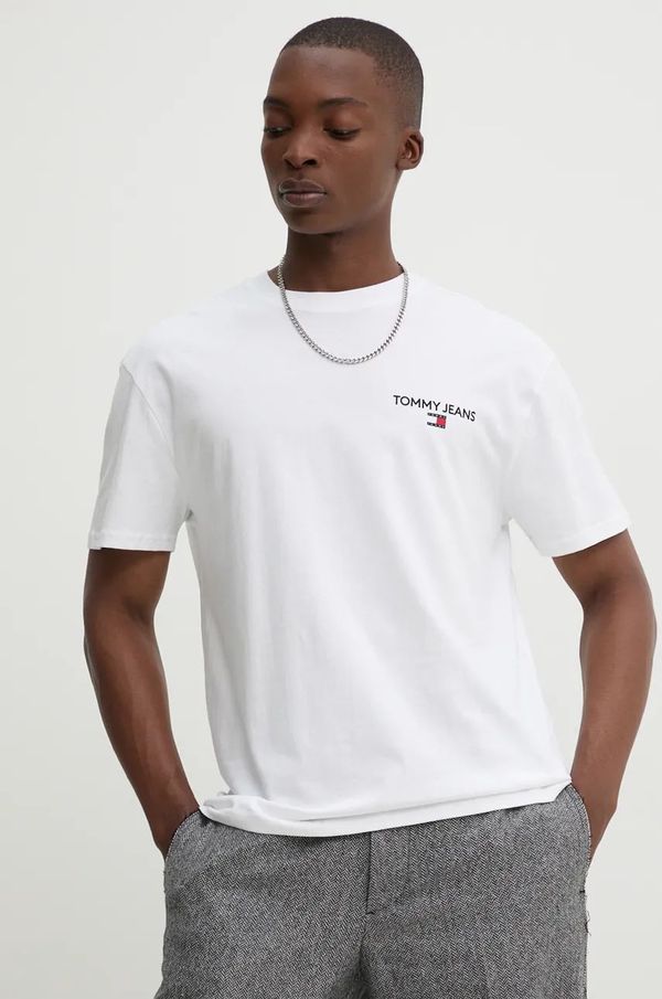 Tommy Jeans Pamučna majica Tommy Jeans za muškarce, boja: bijela, s tiskom, DM0DM19691