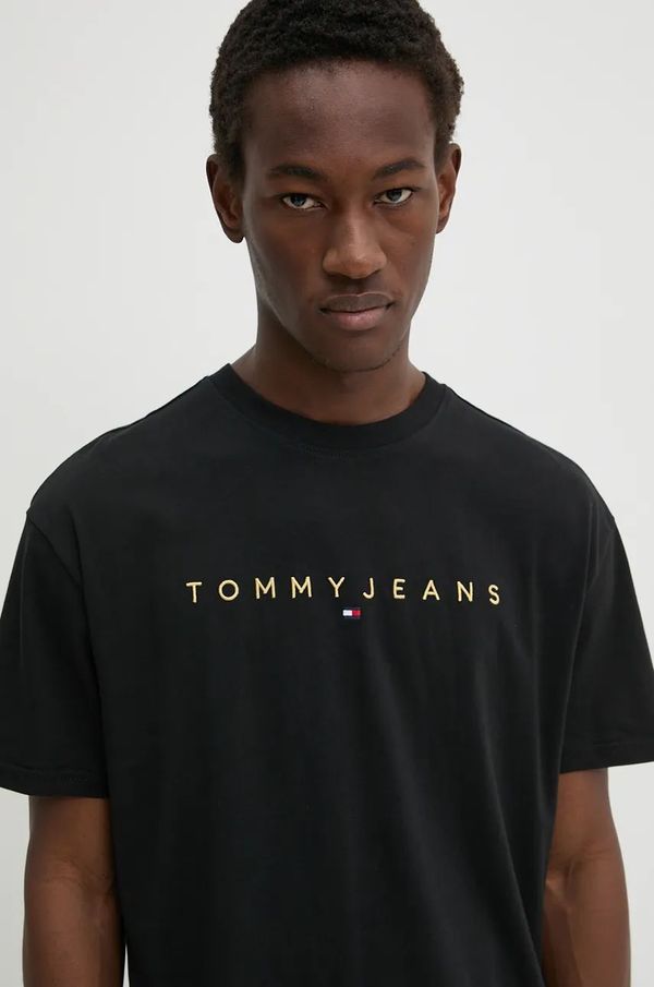 Tommy Jeans Pamučna majica Tommy Jeans za muškarce, boja: crna, s aplikacijom, DM0DM19694