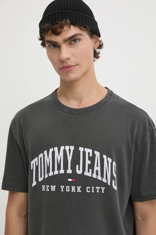 Tommy Jeans Pamučna majica Tommy Jeans za muškarce, boja: crna, s tiskom, DM0DM19699