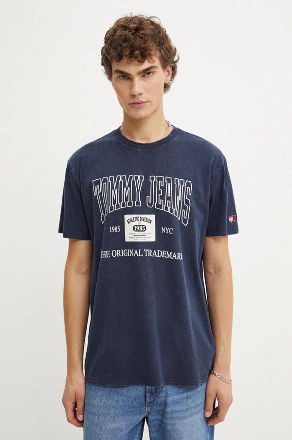 Tommy Jeans Pamučna majica Tommy Jeans za muškarce, boja: tamno plava, s tiskom, DM0DM19198