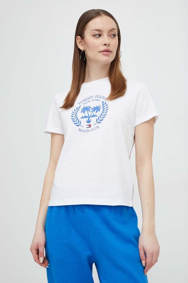 Tommy Jeans Pamučna majica Tommy Jeans za žene, boja: bijela