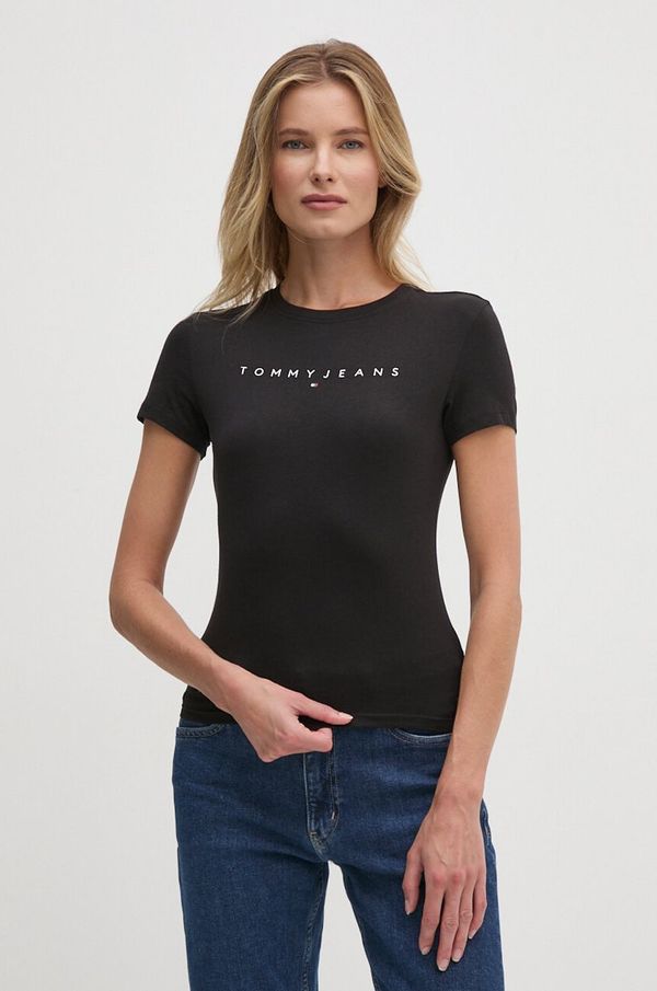 Tommy Jeans Pamučna majica Tommy Jeans za žene, boja: crna, DW0DW18398