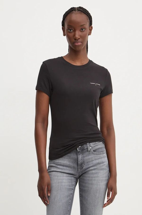 Tommy Jeans Pamučna majica Tommy Jeans za žene, boja: crna, DW0DW18785