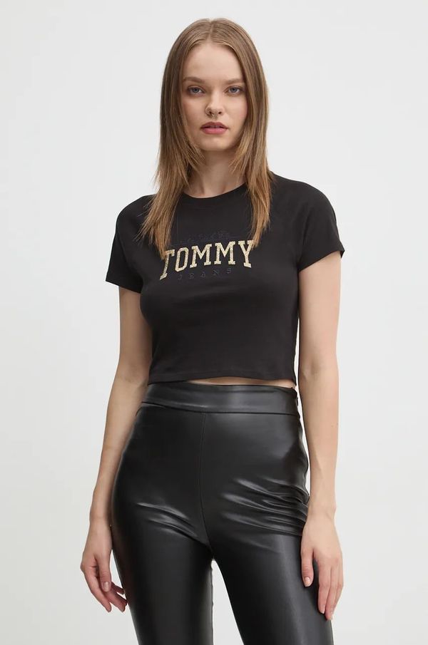 Tommy Jeans Pamučna majica Tommy Jeans za žene, boja: crna, DW0DW19844