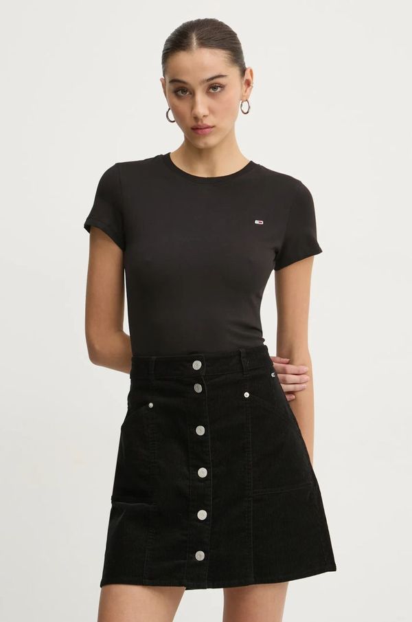 Tommy Jeans Pamučna majica Tommy Jeans za žene, boja: crna, DW0DW20459