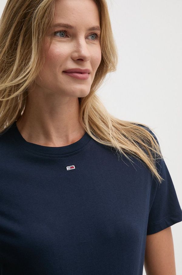 Tommy Jeans Pamučna majica Tommy Jeans za žene, boja: tamno plava, DW0DW18441