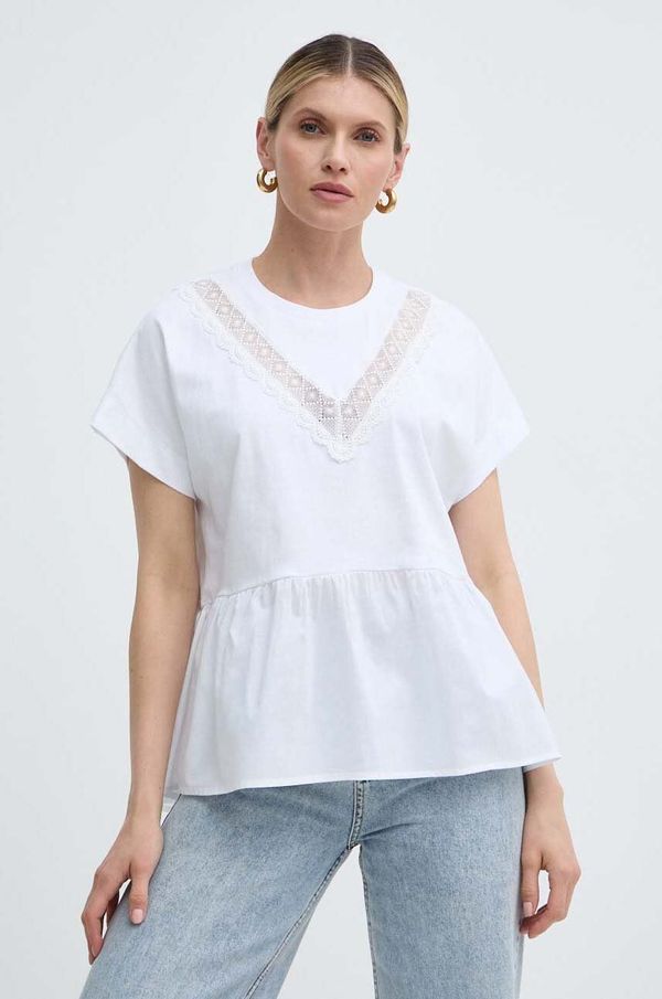 Twinset Pamučna majica Twinset za žene, boja: bijela