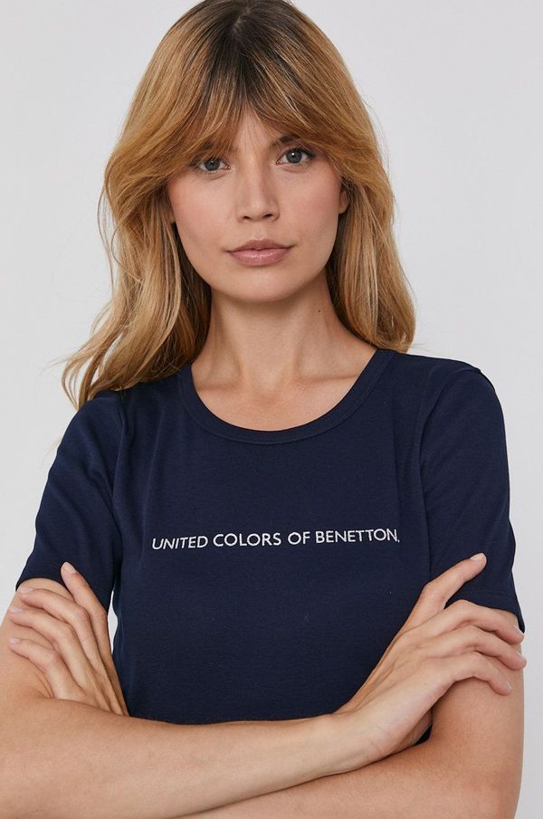 United Colors of Benetton Pamučna majica United Colors of Benetton boja: tamno plava