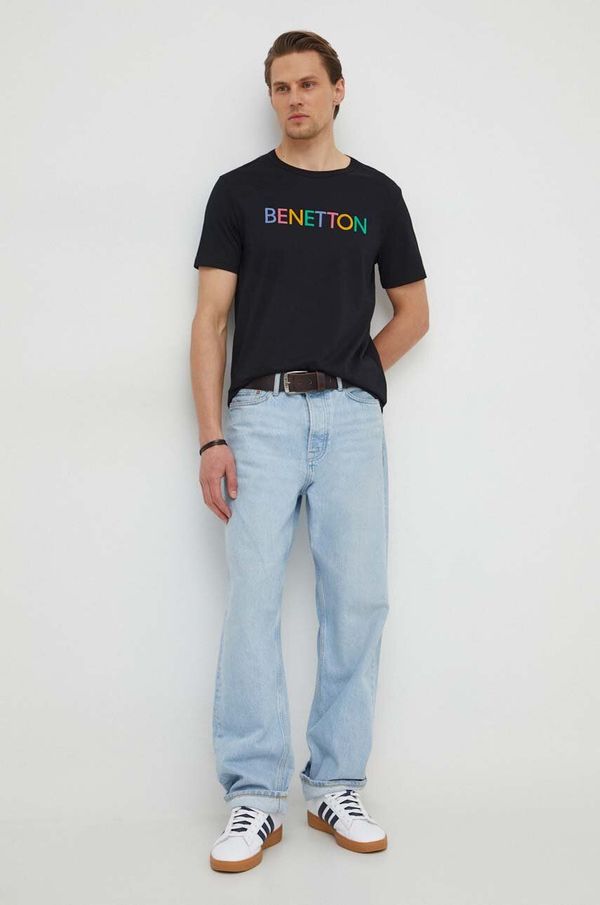 United Colors of Benetton Pamučna majica United Colors of Benetton za muškarce, boja: crna, s tiskom