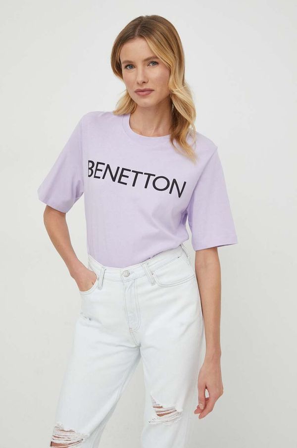 United Colors of Benetton Pamučna majica United Colors of Benetton za žene, boja: ljubičasta