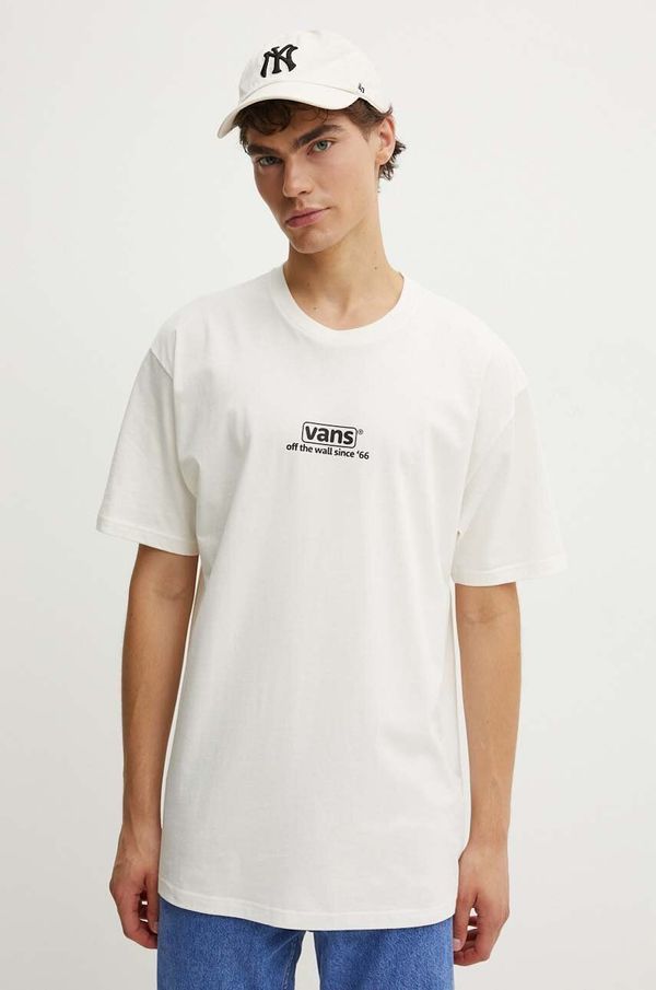 Vans Pamučna majica Vans za muškarce, boja: bež, s tiskom, VN000HFFFS81