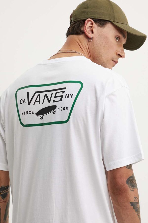 Vans Pamučna majica Vans za muškarce, boja: bijela, s tiskom, VN0000F8DBK1