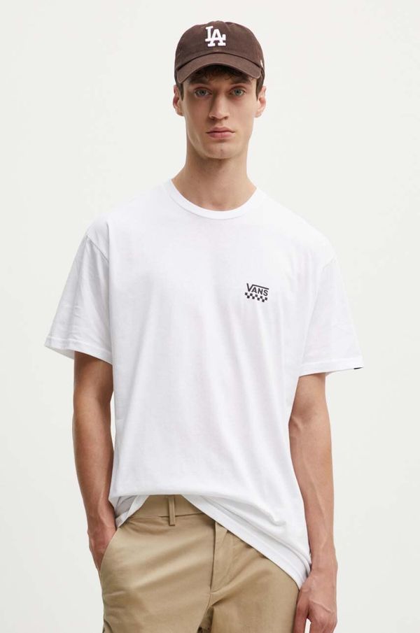 Vans Pamučna majica Vans za muškarce, boja: bijela, s tiskom, VN0A7TLGWHT1