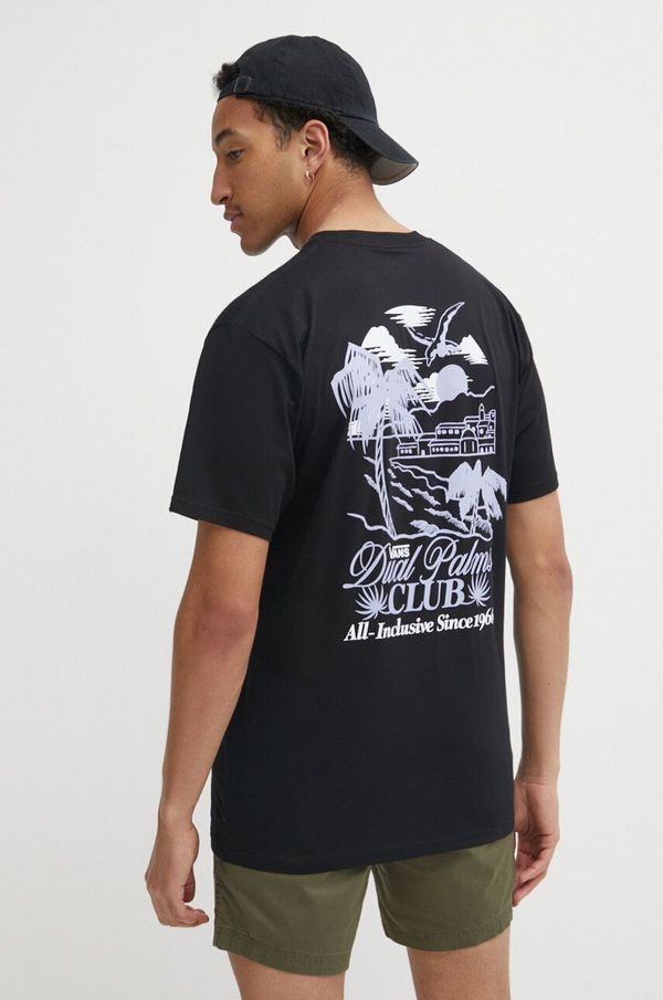 Vans Pamučna majica Vans za muškarce, boja: crna, s tiskom
