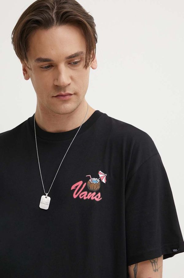 Vans Pamučna majica Vans za muškarce, boja: crna, s tiskom