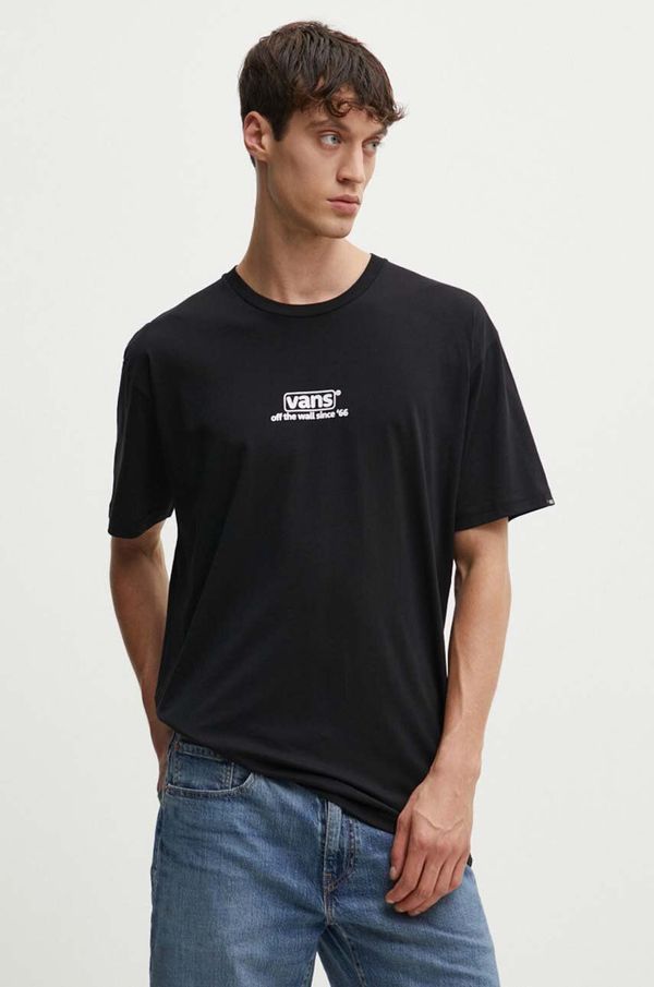 Vans Pamučna majica Vans za muškarce, boja: crna, s tiskom, VN000HFFBLK1