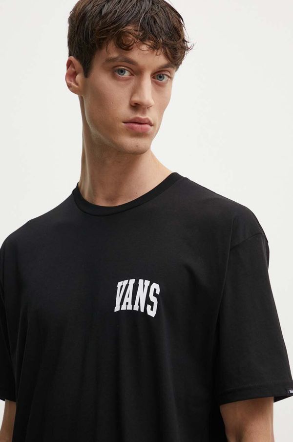 Vans Pamučna majica Vans za muškarce, boja: crna, s tiskom, VN000HFGBLK1