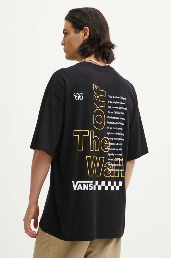Vans Pamučna majica Vans za muškarce, boja: crna, s tiskom, VN000HFTBLK1