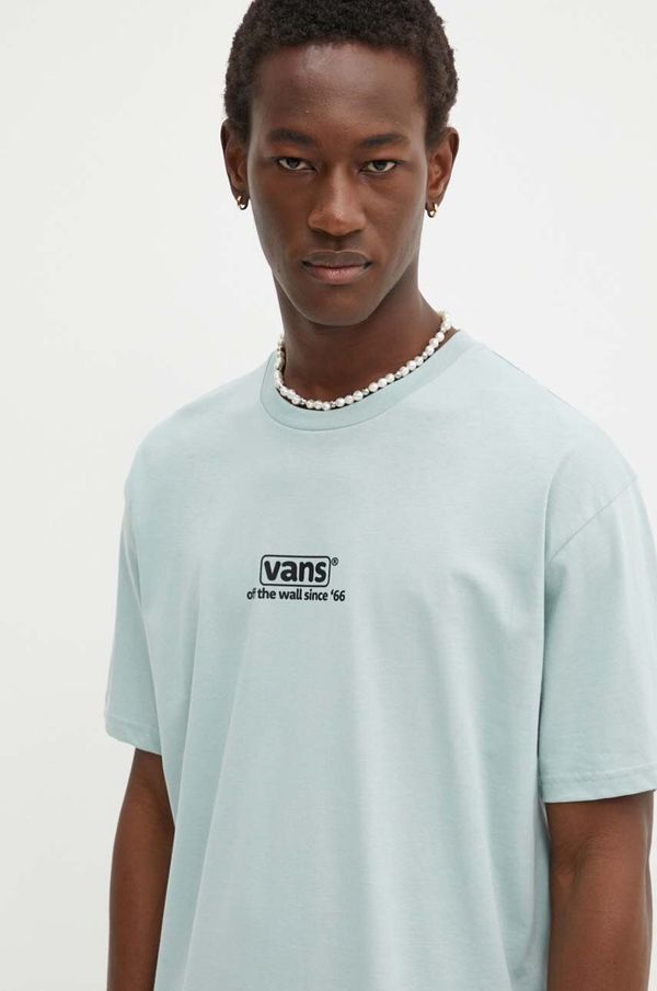 Vans Pamučna majica Vans za muškarce, boja: tirkizna, s tiskom, VN000HFFM8I1