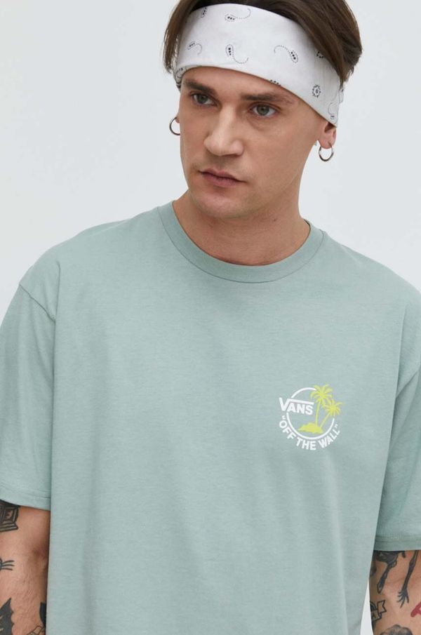 Vans Pamučna majica Vans za muškarce, boja: zelena, bez uzorka