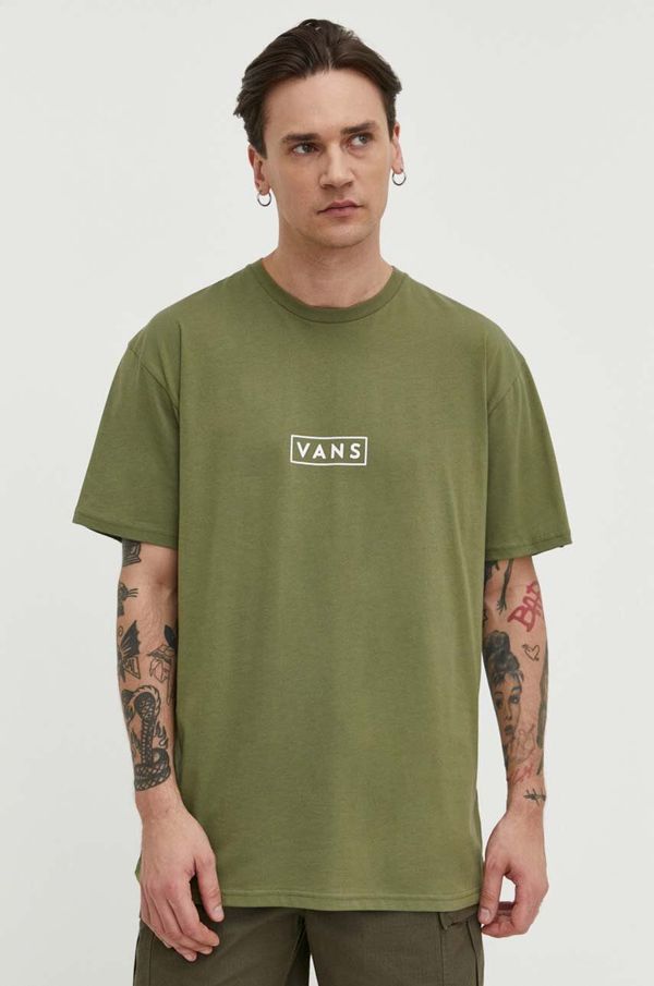 Vans Pamučna majica Vans za muškarce, boja: zelena, s tiskom