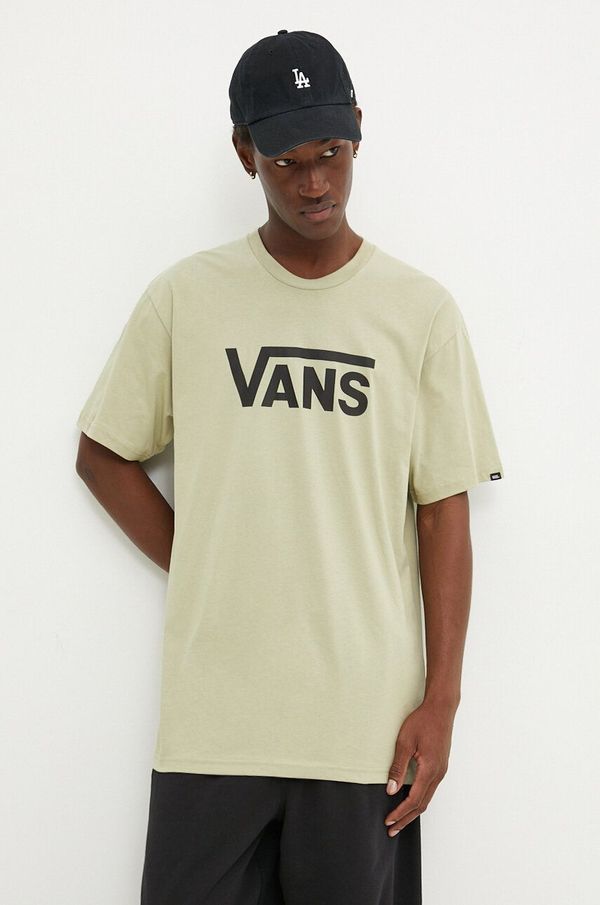 Vans Pamučna majica Vans za muškarce, boja: zelena, s tiskom, VN000GGGDAU1
