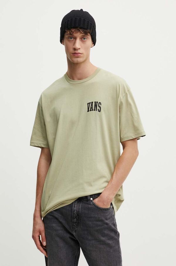 Vans Pamučna majica Vans za muškarce, boja: zelena, s tiskom, VN000HFGD3Z1