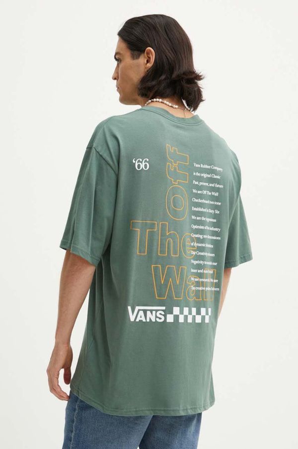 Vans Pamučna majica Vans za muškarce, boja: zelena, s tiskom, VN000HFT1CI1