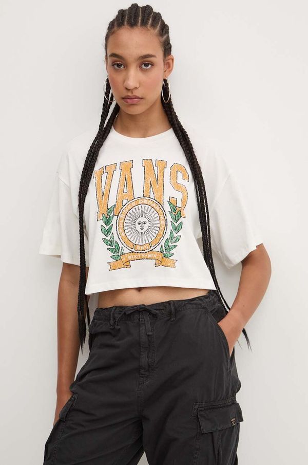 Vans Pamučna majica Vans za žene, boja: bež, VN000HHEFS81