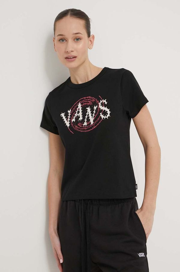 Vans Pamučna majica Vans za žene, boja: crna