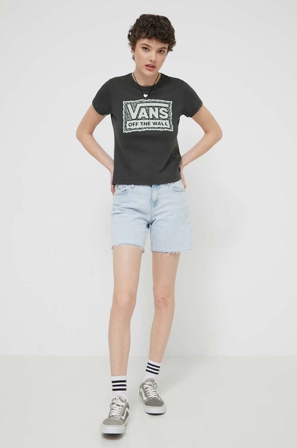 Vans Pamučna majica Vans za žene, boja: crna